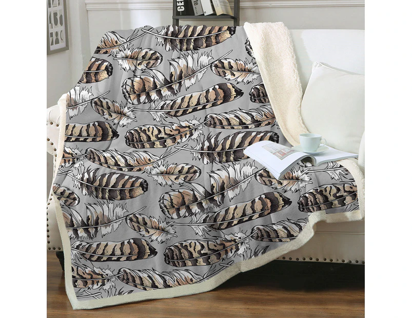 Brownish Feathers Throw Blanket