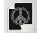 Mandala Pattern Black and White Peace Sign Throw Blanket