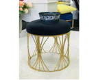 Velvet foot stool ottomans with gold metal bases (black)