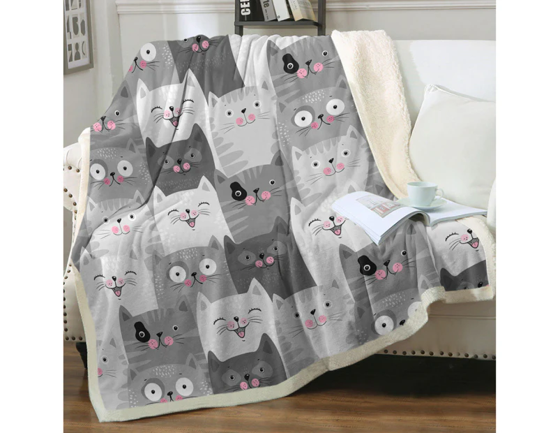 Cute and Sweet Grey Cats Throw Blanket