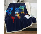 Painted World Map Blue to Red Throw Blanket