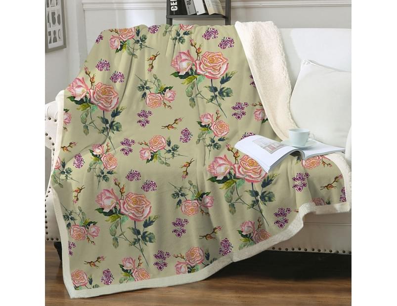 catch.com.au | Pink Roses and Purple Flowers Throw Blanket