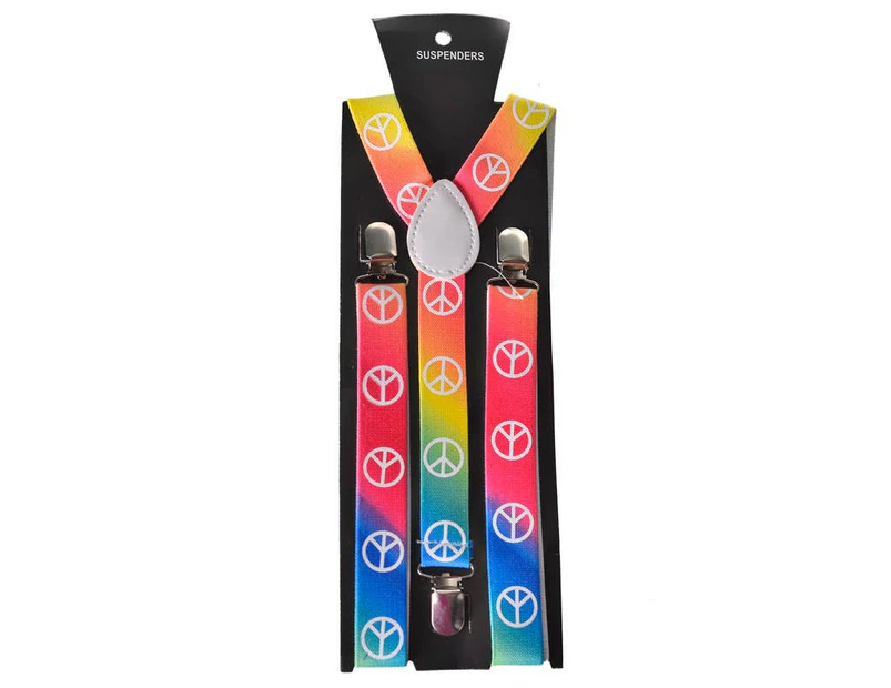 Peace Sign Rainbow Costume Suspenders