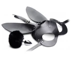 Bunny Tail Anal Plug & Mask Set - Black