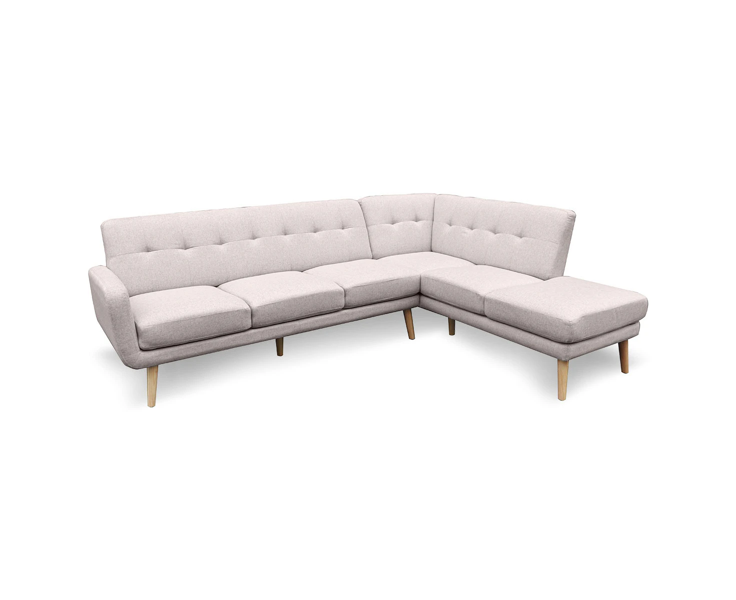 Sarantino Faux Linen Corner Sofa Lounge L-shaped Chaise Light Grey