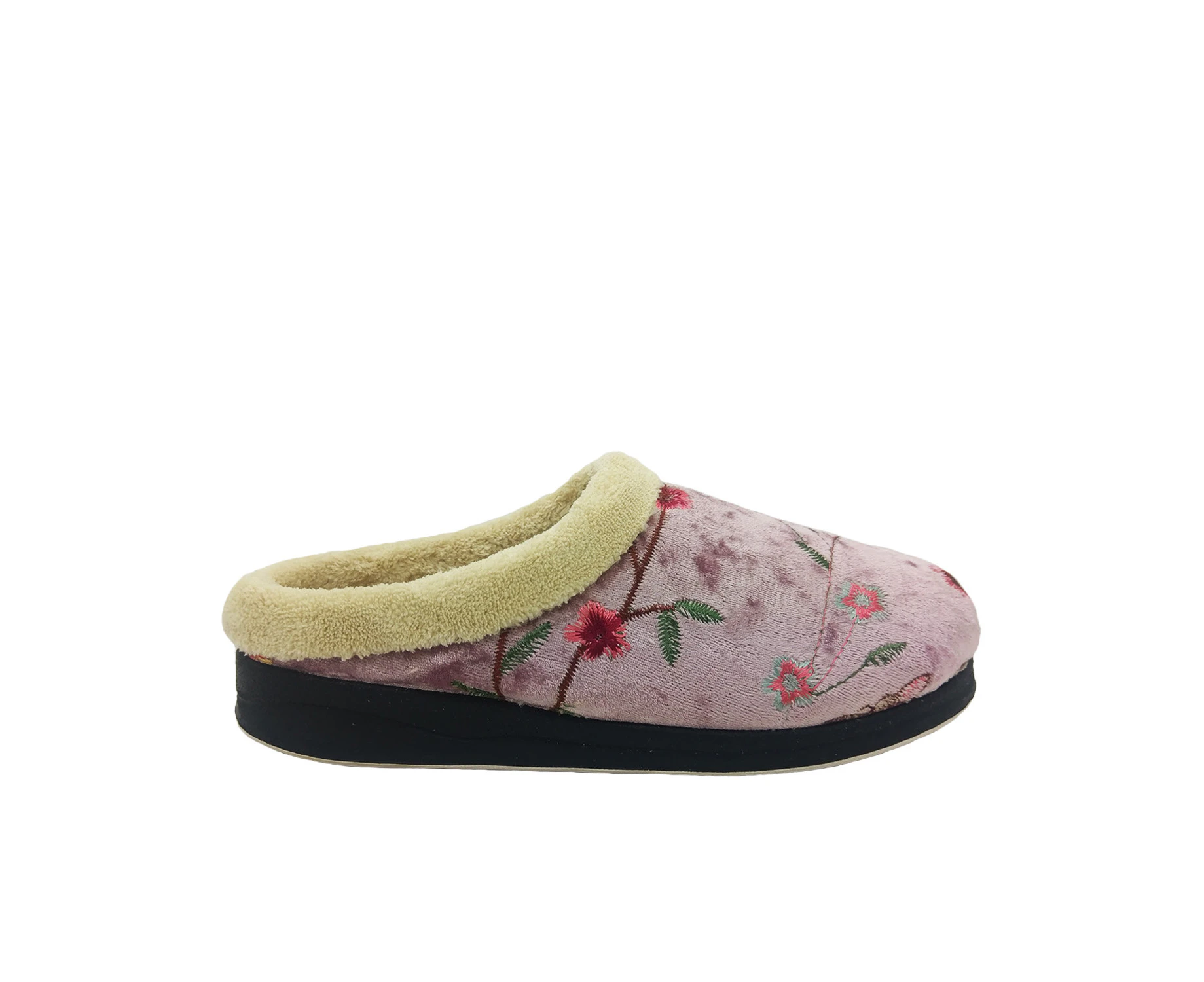 Panda Endy Ladies Slippers Embroidered Slip on Mule Slipper Soft Lined Comfy - Heather