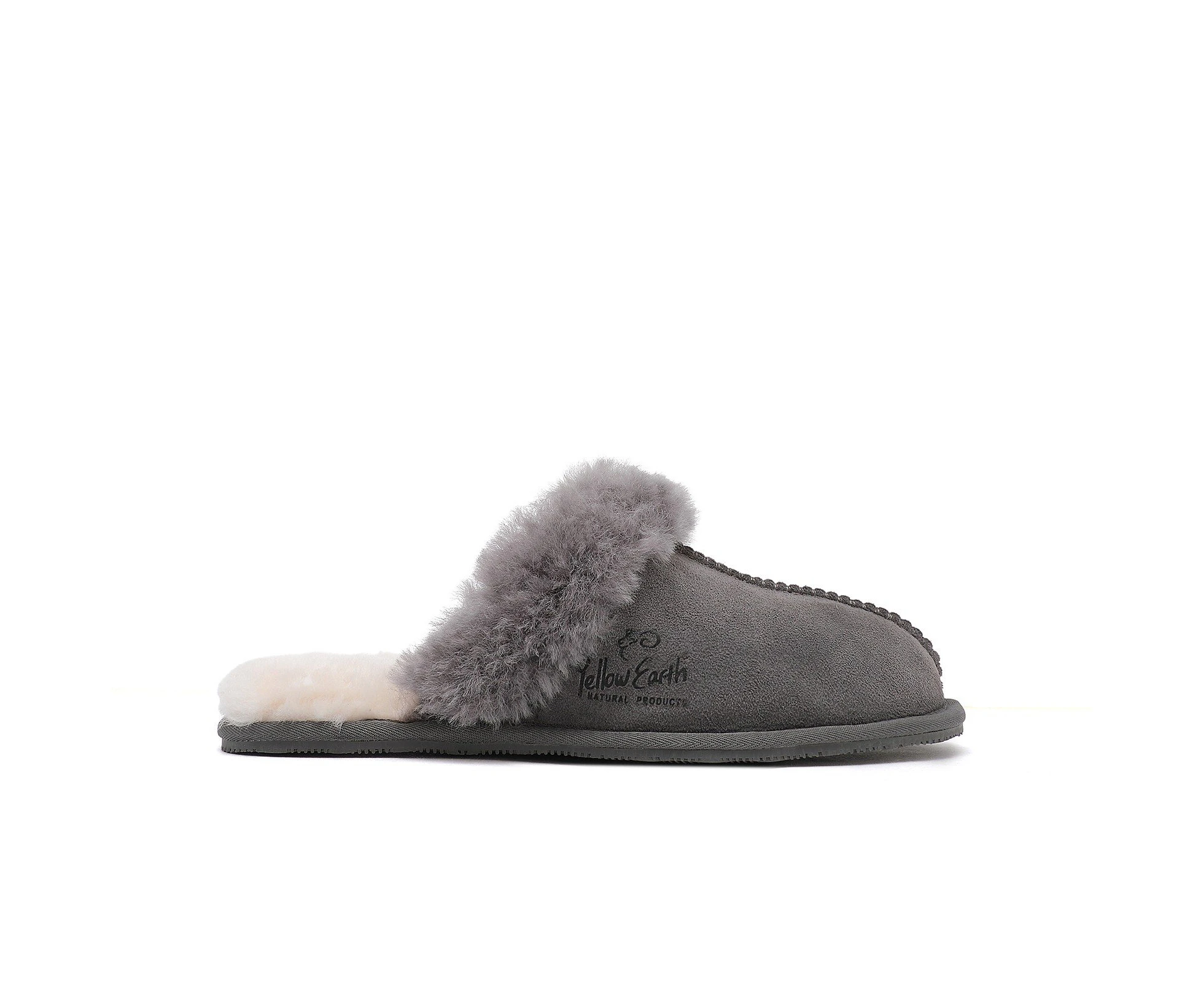 Yellow Earth Australia - Premium Women's Scuff - Australian Sheepskin - Flexible Rubber Sole - GREY