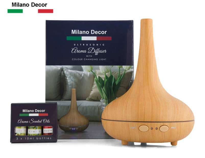Milano Décor Ultrasonic Aroma Diffuser - Light Wood Grain