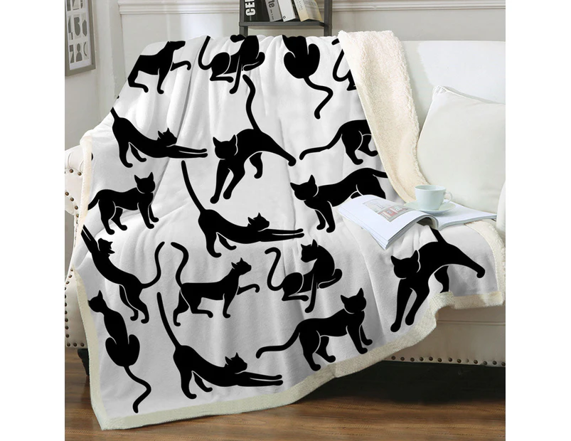 Black and White Cat Silhouettes Throw Blanket