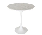 Replica Eero Saarinen Tulip Round Marble Side Table | White