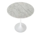 Replica Eero Saarinen Tulip Round Marble Side Table | White