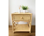 Breeze Flores Natural Rattan One Drawer Bedside Table