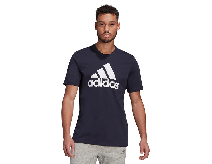 Adidas Men's Essentials Big Logo Crewneck Tee / T-Shirt / Tshirt - Legend Ink/White