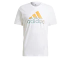 Adidas Men's Essentials Tie-Dyed Inspirational Crewneck Tee / T-Shirt / Tshirt - White