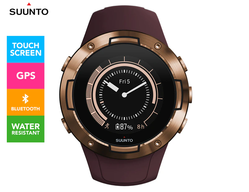 Suunto 46mm 5 G1 GPS Silicone Smartwatch - Burgundy/Copper