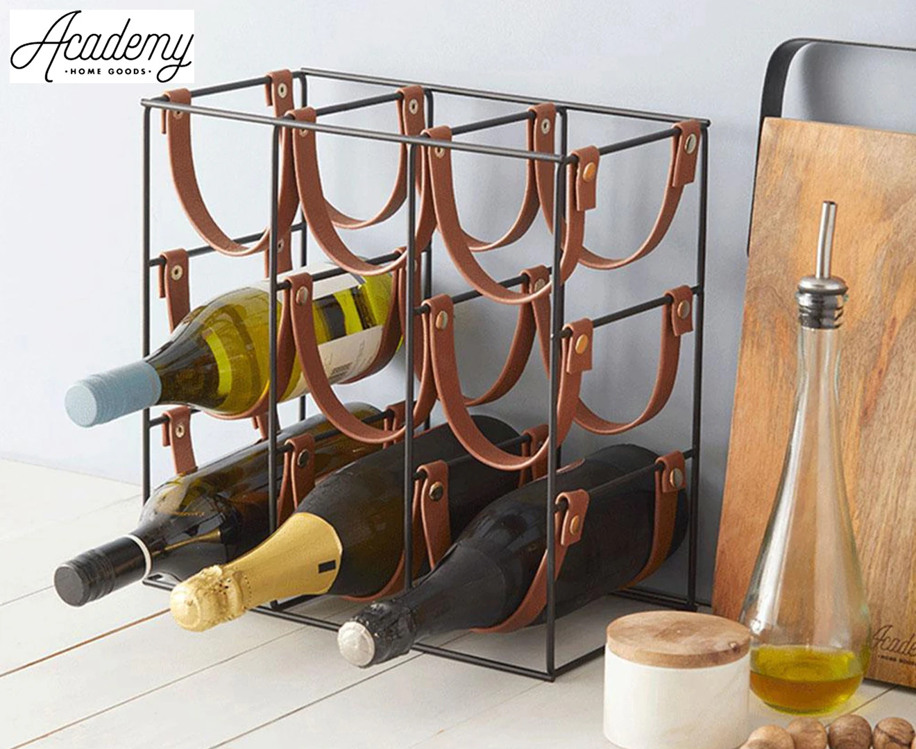 Academy 32.5cm Orwell 9 Bottle Red/White Wine Rack Storage/Holder Stand BK/BR