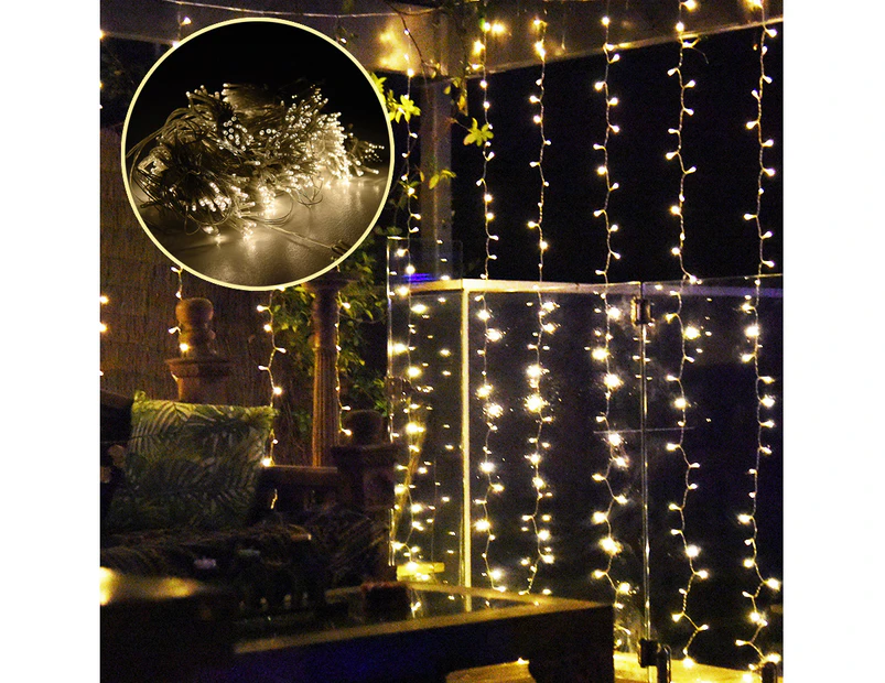 800 LED Curtain Lights WARM WHITE Fairy Wedding Indoor Outdoor Christmas Party
