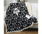 Black and White Funny Cats Print Throw Blanket