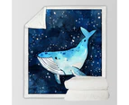Art Blue Whale over the Night Skies Throw Blanket