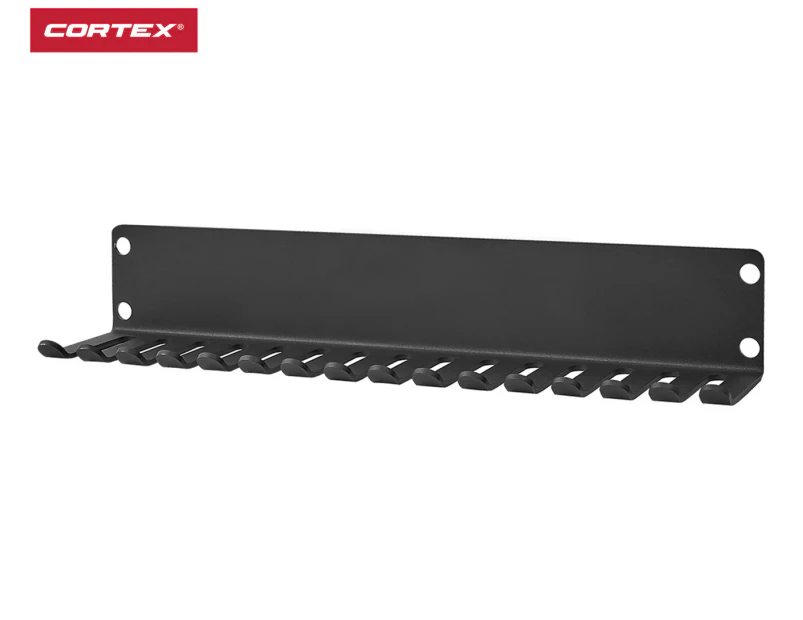 Cortex 16-Slot Resistance Band & Belt Hanger Wall Mount - Black