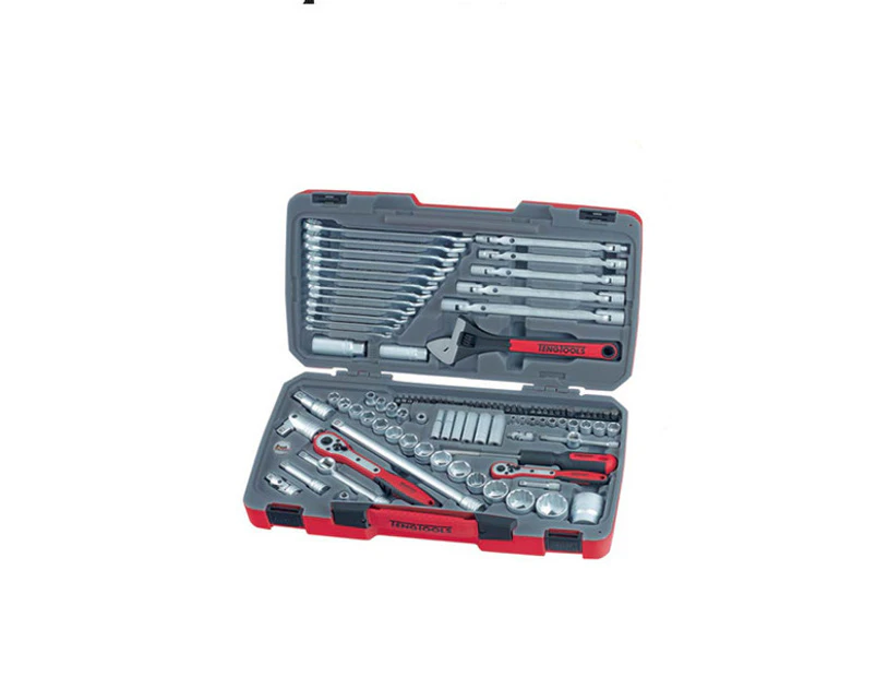 Teng Tools - 106 Piece 1/4 3/8 1/2 Inch Drive Tool Set Kit TM106 Motorist Servic