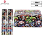 2 x John Sands 3m Disney Avengers Wrapping Paper - Black/Multi