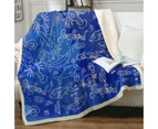 Seafood Pattern over Blue Throw Blanket