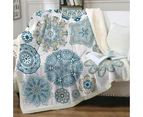 Teal Blue and Turquoise Mandalas Throw Blanket
