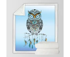Light Blue Native Owl Throw Blanket