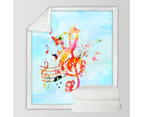Colorful Music Note Over Sky Throw Blanket