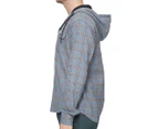 Hurley Men's Aaron Hooded Long Sleeve Flannelette Shirt - Celestial Teal Heather