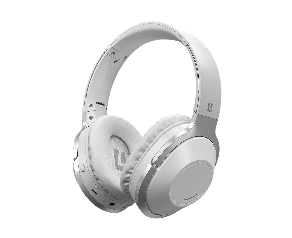 Liquid Ears Wireless/Bluetooth Over-Ear Foldable Headphones w/Built-In Mic White