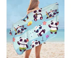 Cute Beach Holiday Pandas Microfiber Beach Towel