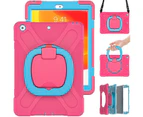 WIWU B-OnePiece iPad Case+Neck Strap Heavy Duty Rugged Anti-fall Protective Cover For iPad Mini 1/2/3/4/5/6-Rose&Blue