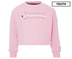 Champion Youth Girls' Graphic Crop Crew Sweatshirt - Pink