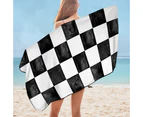 Dirty Black and White Checkers Microfiber Beach Towel