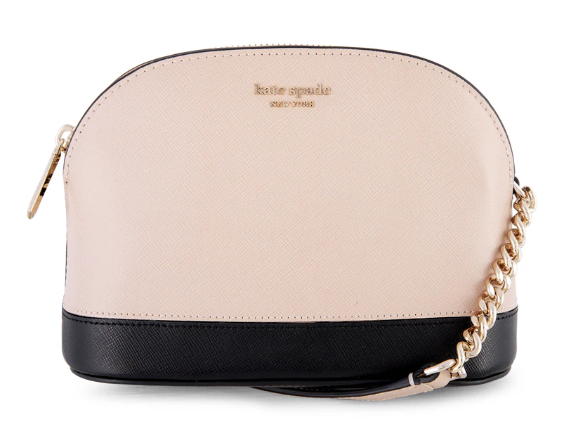 Kate Spade Spencer Small Dome Leather Crossbody Bag - Warm Beige/Black |  