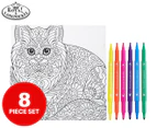Canvas Art 8-Piece Marker Art Set - Cat