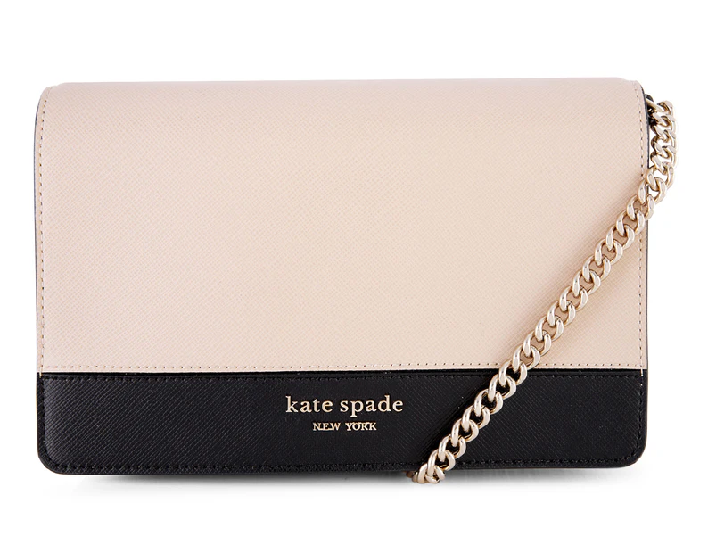 Kate Spade Spencer Chain Leather Wallet Crossbody Bag - Warm Beige