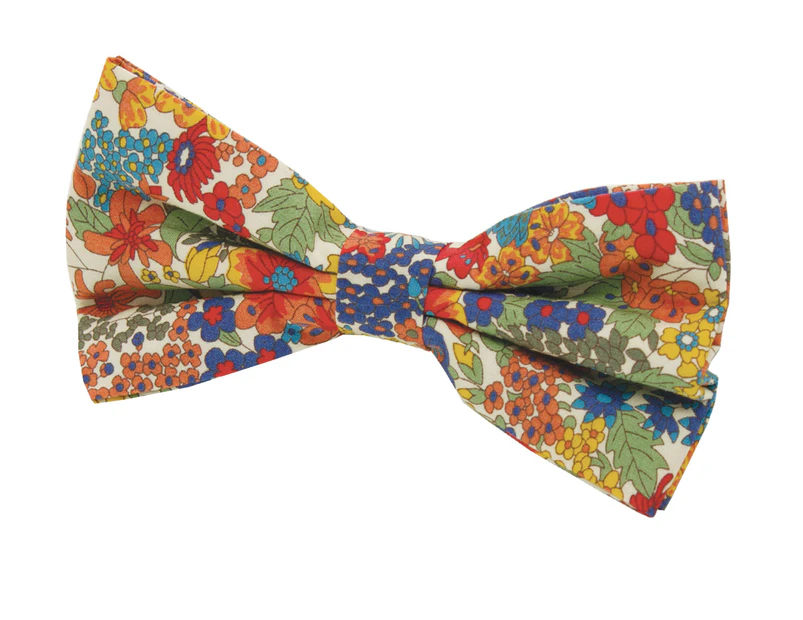 Liberty Mens 'Margaret Annie' Brightly Coloured Floral Bow Tie 100% Cotton (Pre-Tied & Self-Tie)