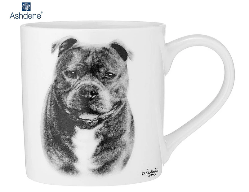 Ashdene 330mL Delightful Dogs Staffy Terrier City Mug - Black/White