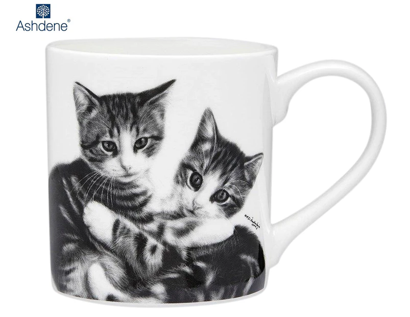Ashdene 330mL Feline Friends Cuddling Kittens City Mug - Black/White