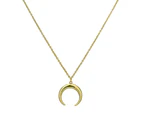 14K Gold Crescent Moon Pendant Necklace, 18" - White