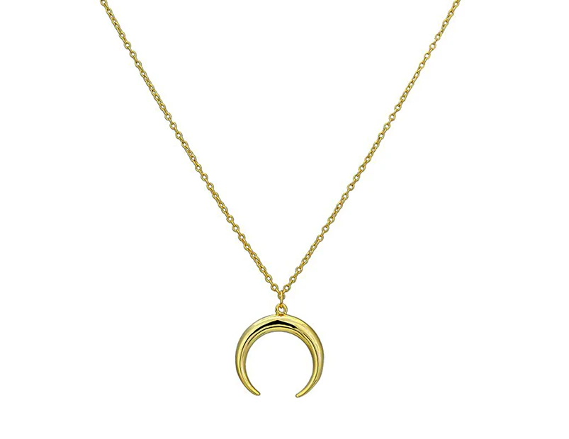 14K Gold Crescent Moon Pendant Necklace, 18" - White