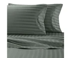 1800TC Delux Ultra Soft 2cm Striped Embossed Microfibre Fitted Sheet Set in Charcoal All Bed Sizes