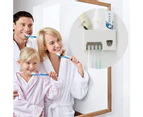 Adore 3-in-1 Wall Mounted Toothpaste Dispenser + Toothbrush Holder + Toothpaste Squeezer with Storage Grids Set in Bathroom