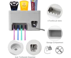 Adore 3-in-1 Wall Mounted Toothpaste Dispenser + Toothbrush Holder + Toothpaste Squeezer with Storage Grids Set in Bathroom