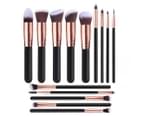 Adore 14 Pcs Makeup Bruches Synthetic Foundation Powder Concealers Eye Shadows Makeup Brush Set - Gold 1