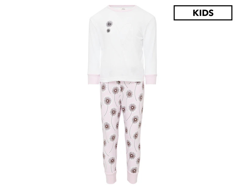 Gem Look Junior Girls' Dandelion PJ Set - White/Pink