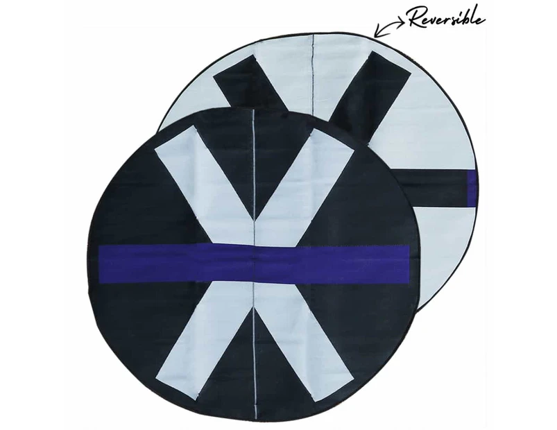 Plastic Mat | Outdoor Rug | SITE Design, 3m Round in Violet, Black & White